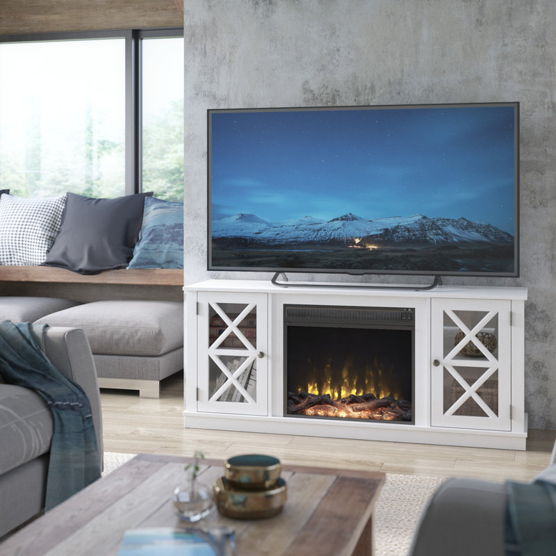 Gracie Oaks Jevan TV Stand for TVs up to 65" with Fireplace Included